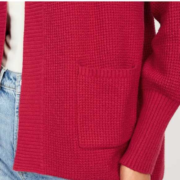 NWT OLD NAVY SoSoft Waffle-Knit Cocoon Sweater Color: Red Red Wine - Picture 3 of 7